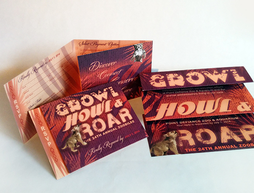 Growl, Howl, Roar, 24th Annual Zoobilee Print Invitation showing adorable baby animals